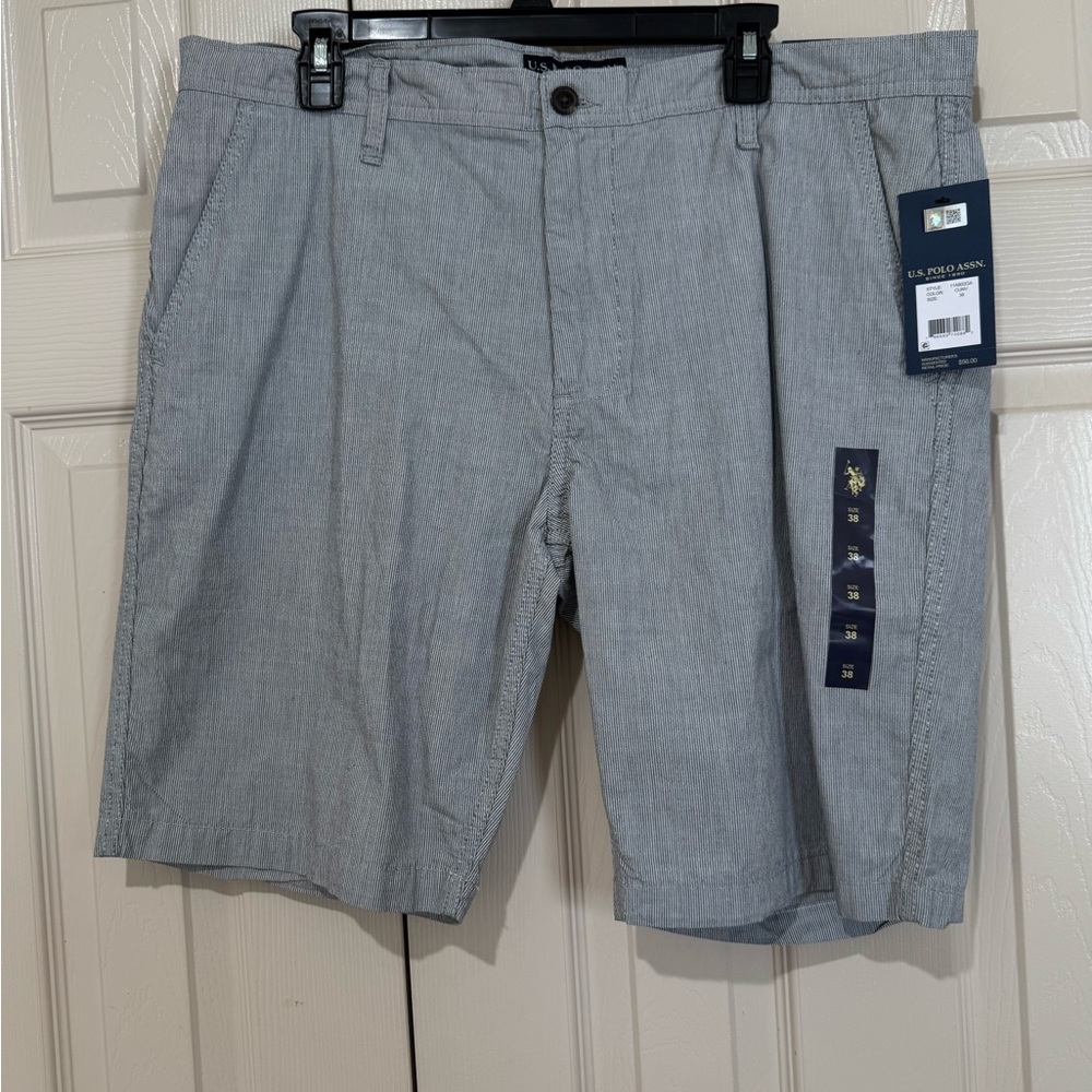 US Polo Assn Men’s Gray/White Striped Hartford Shorts Size 38-NWT $56.00